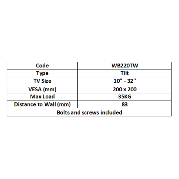 TV Wall Bracket WB220TW - Image 2